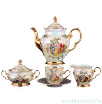 Кофейный сервиз мокко на 6 персон 15 предметов &quot;Корона /Мадонна перламутр&quot; / 086752