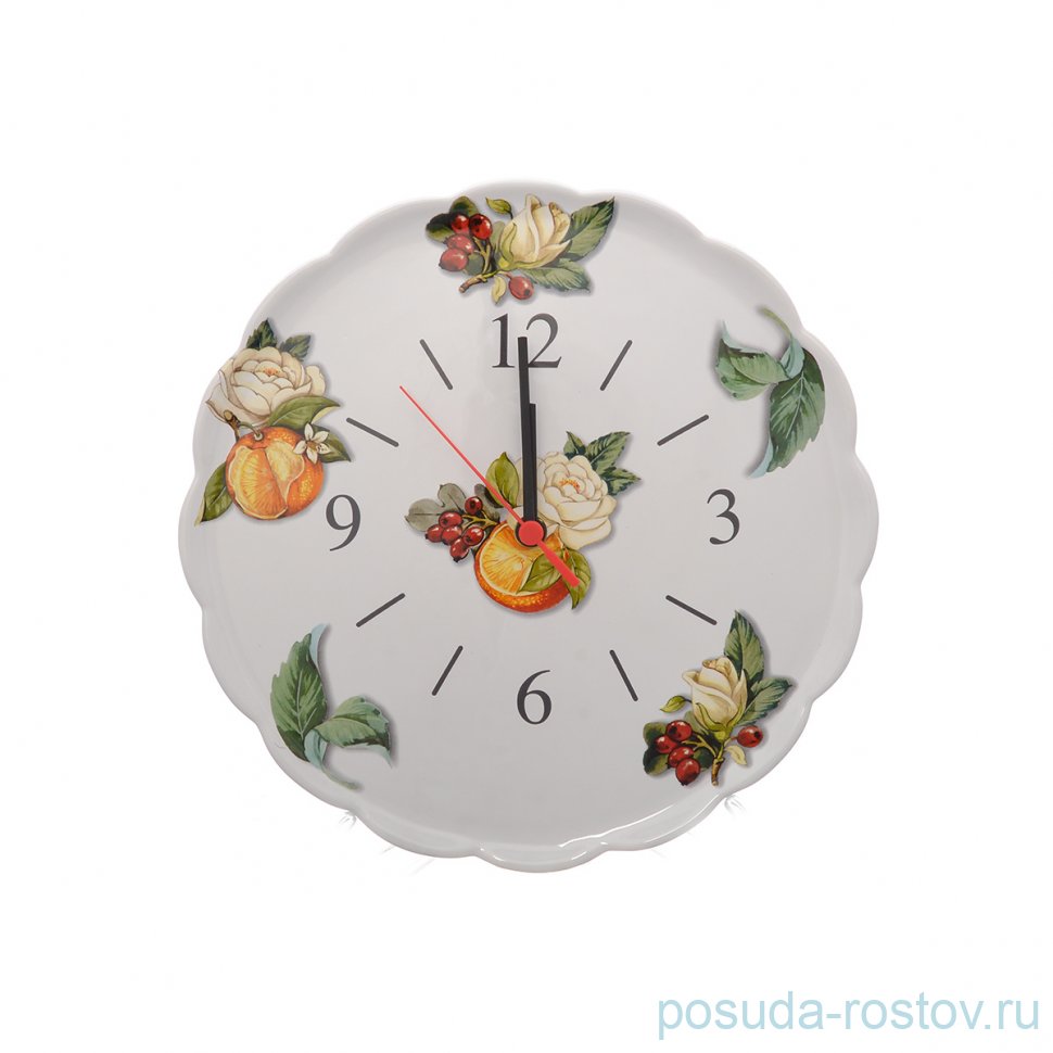 Часы настенные 29,5 см "Artigianato ceramico /Апельсин и роза" / 228182