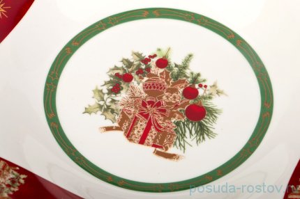 Блюдо 26 х 26 х 4 см квадратное красное &quot;christmas collection /подарок&quot; / 192369