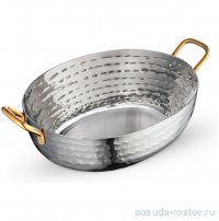 Сковородка 18 x 14 x 5.5 см глубокая овальная мини с 2-мя ручками для подачи &quot;Hammered&quot;   / 370343