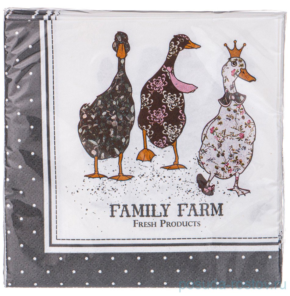 Салфетки бумажные 33 х 33 см 20 шт 3-х слойные "Family farm" / 337301