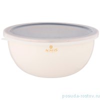 Миска 24 х 10,5 см с пластиковой крышкой эмалированная белая 2,8 л &quot;Agness /Тюдор&quot; / 229567