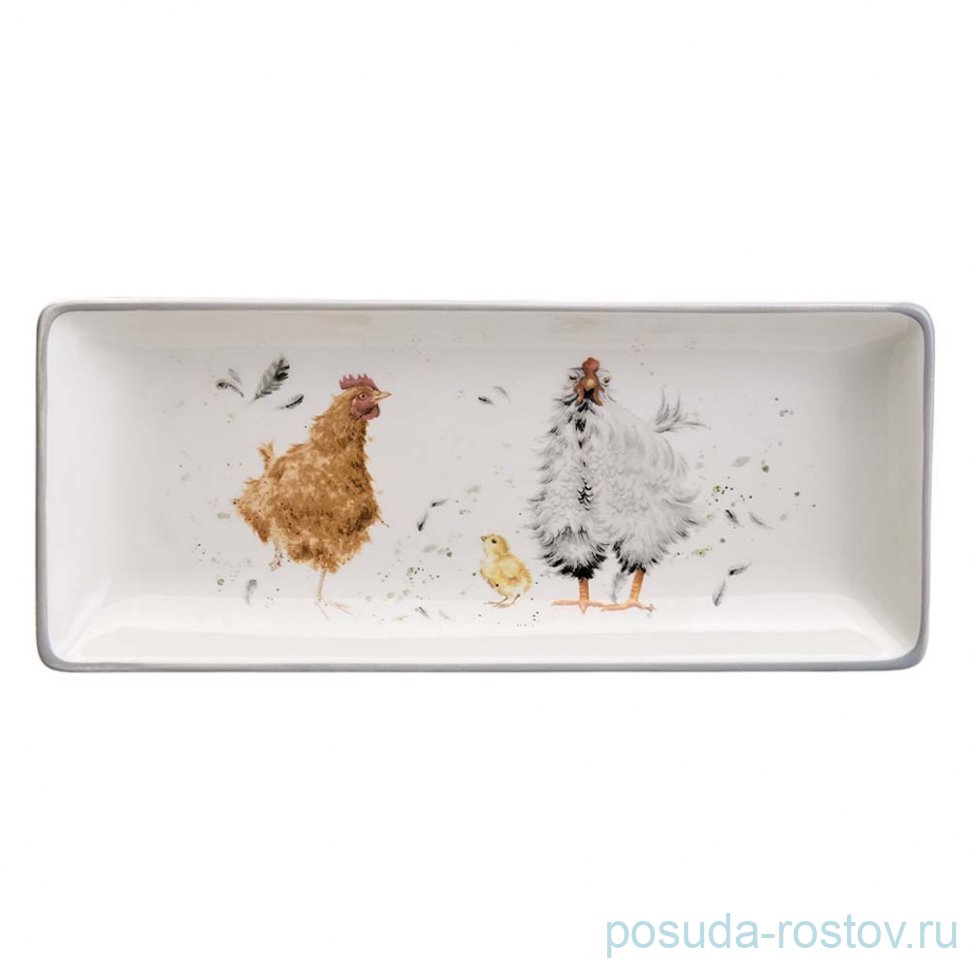 Блюдо 28 х 12 х 3 см прямоугольное "Funny hens" / 368017