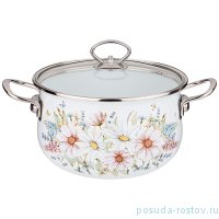 Кастрюля 22 х 13 см со стеклянной крышкой эмалированная 3,6 л &quot;Дворцовый парк&quot; / 271981