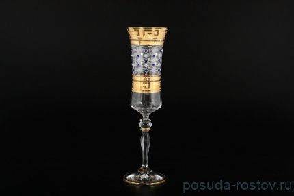 Бокалы для шампанского 190 мл 6 шт &quot;Грация /Версаче золото /Синие стразы&quot; / 086666