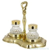 Солонка и перечница стеклянные на подставке 13 х 10,5 см латунь &quot;A.Livio&quot; / 097775
