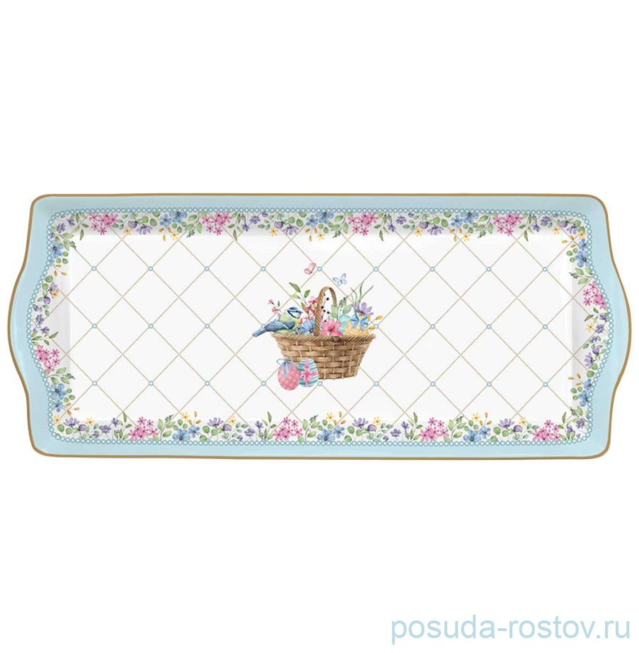 Блюдо 35 х15 см прямоугольное "Корзина с цветами /Spring Bloom" / 369070