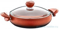 Сотейник 30 х 8 см антипригарное покрытие крышка стеклянная 4 л терракот &quot;GRANITE SINGLES&quot; / 295671