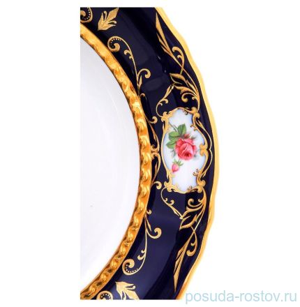 Блюдо 30 см круглое &quot;Соната /Роза /Кобальт&quot; / 049504