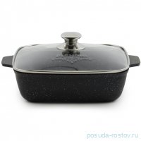 Жаровня 26 см со стеклянной крышкой антипригарное покрытие &quot;Гранит /Black&quot; / 280451