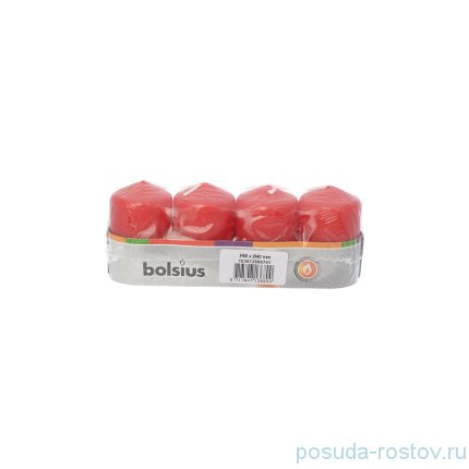 Свечи столбик 6 х 4 см 4 шт &quot;Красные /Bolsius&quot; / 257275