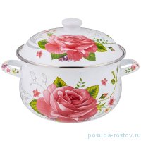 Кастрюля 22 х 13 см с крышкой эмалированная 3,6 л &quot;Пленительная роза&quot; / 274426
