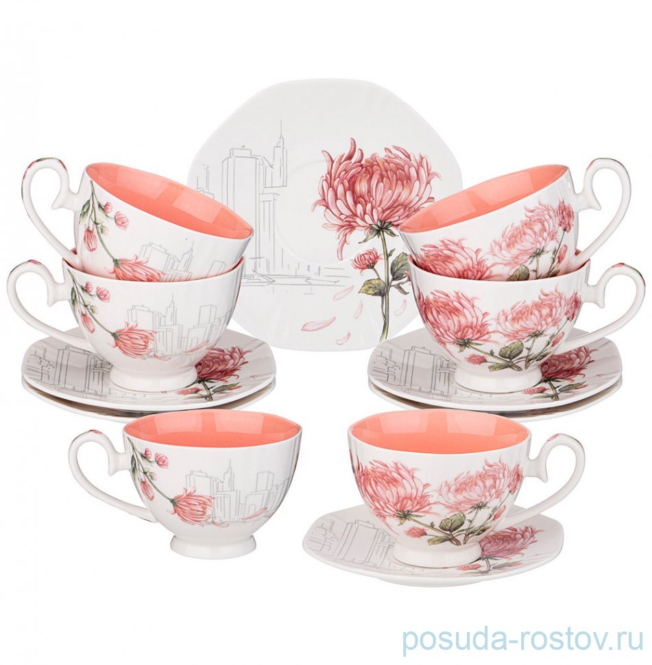 Набор чайных пар 240 мл 6 шт "blossom /хризантема" / 323088