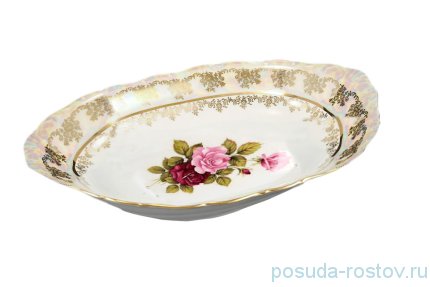 Блюдо 35 см овальное (глубокое) для хлеба &quot;Корона /Аляска /Роза перламутр&quot; / 157276