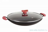 Сковорода-вок 34 см с крышкой антипригарное покрытие черная &quot;TURKISH WOK &amp; PANS&quot; / 295518