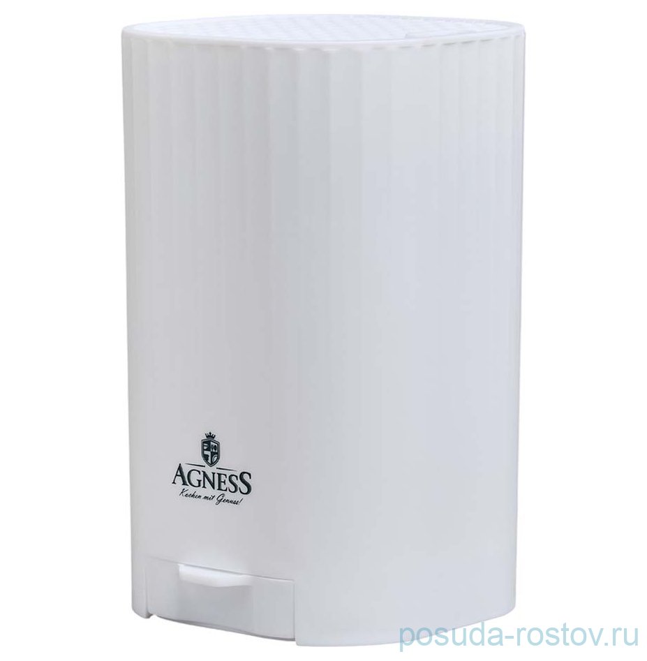 Подставка для ножей 13,6 х 14,6 х 23 см с точильным камнем белая Agness  / 378417
