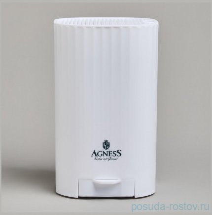 Подставка для ножей 13,6 х 14,6 х 23 см с точильным камнем белая Agness  / 378417