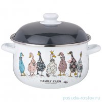 Кастрюля 24 х 14 см с крышкой эмалированная 5 л &quot;family farm&quot; / 347674