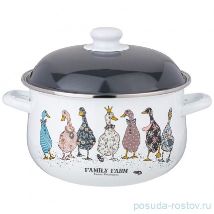 Кастрюля 24 х 14 см с крышкой эмалированная 5 л &quot;family farm&quot; / 347674