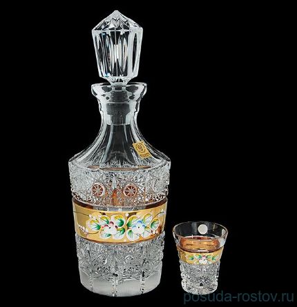 Набор для водки 7 предметов (графин + 6 стопок) &quot;Хрусталь с золотом&quot; / 035011