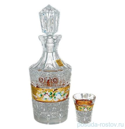 Набор для водки 7 предметов (графин + 6 стопок) &quot;Хрусталь с золотом&quot; / 035011