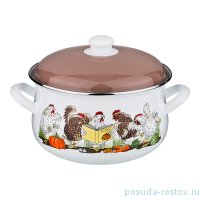 Кастрюля 22 х 14 см с крышкой эмалированная 4,8 л &quot;Куриный переполох&quot;  / 196456