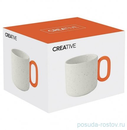 Кружка 350 мл бело-оранжевая &quot;Creative&quot; (подарочная упаковка) / 333795