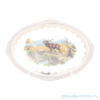Поднос 37 см овальный &quot;Корона /Аристократ /Охота бежевая&quot; / 273502