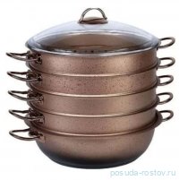 Мантоварка 28 х 10 см с антипригарным покрытием 5,8 л капучино &quot;GRANITE COUSCOUS PAN SET&quot; / 295693