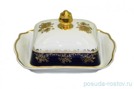 Маслёнка 250 гр &quot;Мэри-Энн /Золотая роза /Кобальт&quot; / 080218