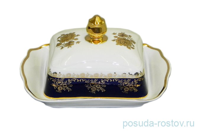Маслёнка 250 гр "Мэри-Энн /Золотая роза /Кобальт" / 080218
