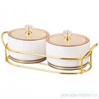 Набор банок для сыпучих продуктов 2 шт с пластиковой крышкой на металлической подставке &quot;Herbal&quot; / 340805