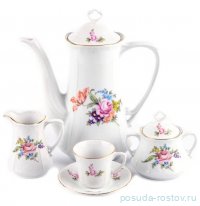 Кофейный сервиз на 6 персон 15 предметов &quot;Камелия /Мейсенский букет&quot; / 293489