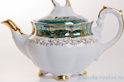 Заварочный чайник 1,1 л &quot;Мария /Зелёная с золотыми листиками&quot; / 043596