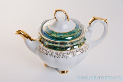 Заварочный чайник 1,1 л &quot;Мария /Зелёная с золотыми листиками&quot; / 043596