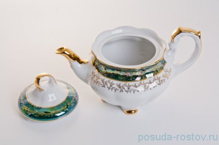 Заварочный чайник 1,1 л &quot;Мария /Зелёная с золотыми листиками&quot; / 043596
