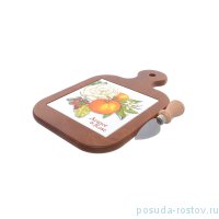 Разделочная доска 31 х 20 см с ножом &quot;Artigianato ceramico /Апельсин и роза&quot; / 228244