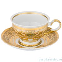 Чайная пара 200 мл 1 шт &quot;Анжелика /Золотая роскошь на бежево-бирюзовом&quot;   / 171296