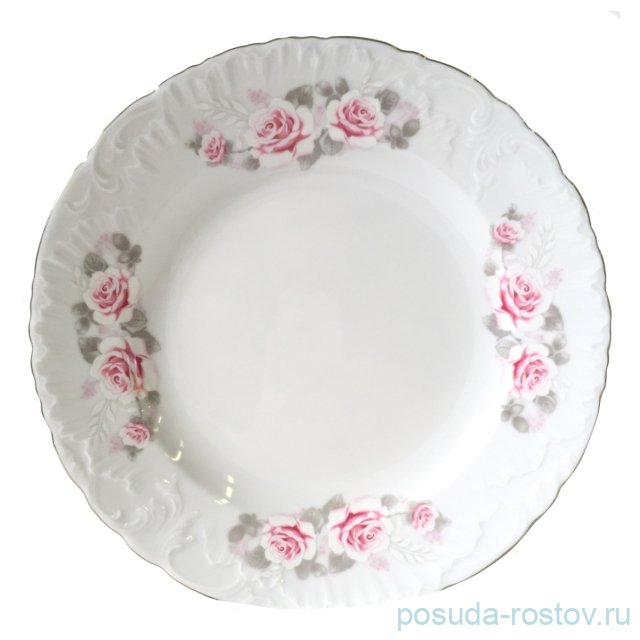 Блюдо 29 см круглое "Рококо /Серая роза /платина" / 109984