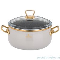 Кастрюля 20 см с крышкой эмалированная 3,2 л антипригарное мраморное покрытие серая &quot;Agness /Тюдор&quot; / 206407