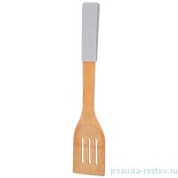 Лопатка кухонная 30 х 6 см с прорезями силиконовая вставка серая &quot;Agness&quot; / 235833