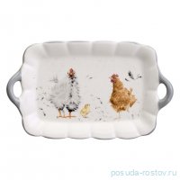 Блюдо 23,5 х 14 х 2,5 см прямоугольное с ручками &quot;funny hens&quot; / 368018