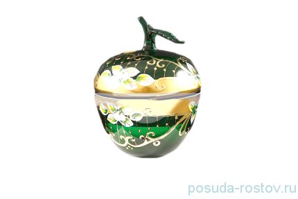 Вазочка 10,5 см с крышкой-яблоко &quot;Лепка зелёная&quot; SC / 151715