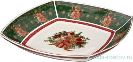 Салатник 33 х 33 х 5 см квадратный зелёный &quot;Christmas Collection /Подарок&quot; / 192374