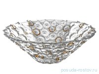 Ваза для фруктов 30 см &quot;Lisboa /Золотые и черные кольца&quot; хрусталь Йиглава   / 157555