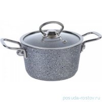 Кастрюля 16 х 8,5 см стеклянная крышка антипригарное покрытие 1,4 л серая &quot;GRANITE SINGLES&quot; / 295729