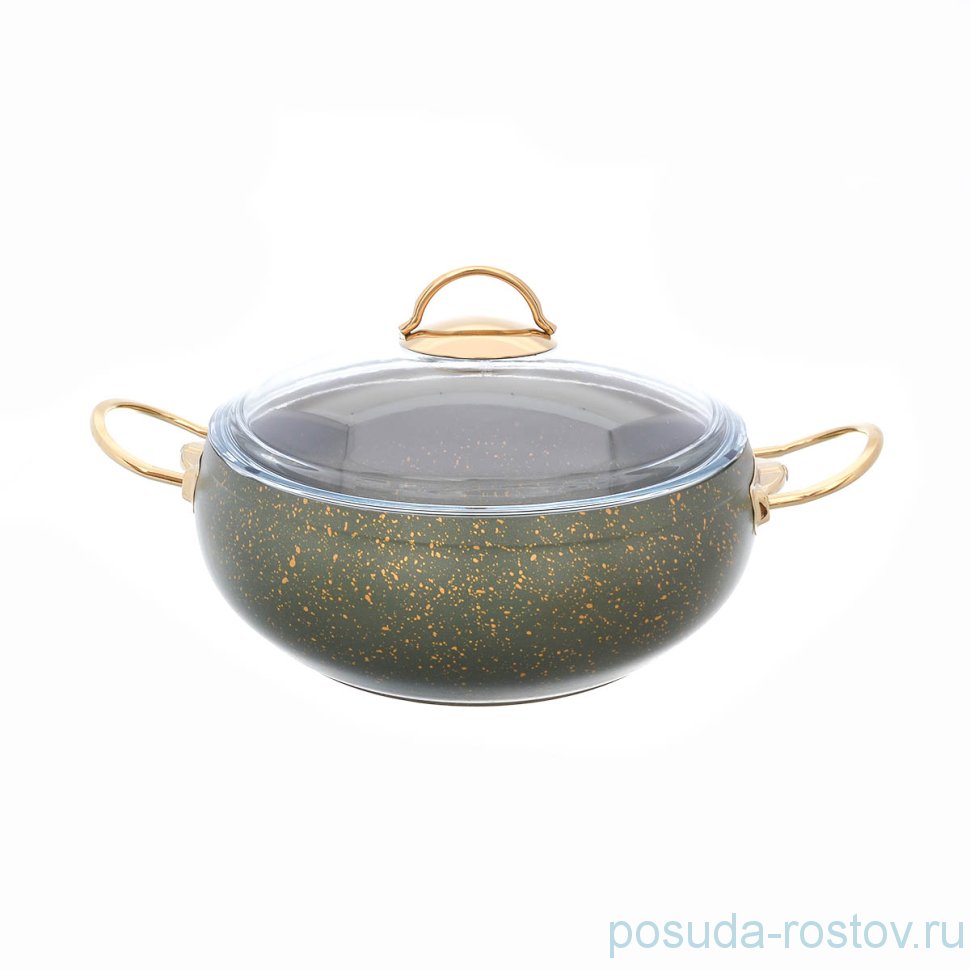 Кастрюля 24 см с крышкой антипригарное покрытие оливковая "Leydi /Repast" / 236539