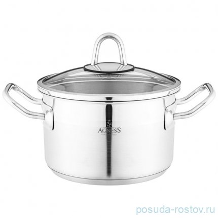 Кастрюля 16 x 10 см со стеклянной крышкой 1,8 л Agness / 339522