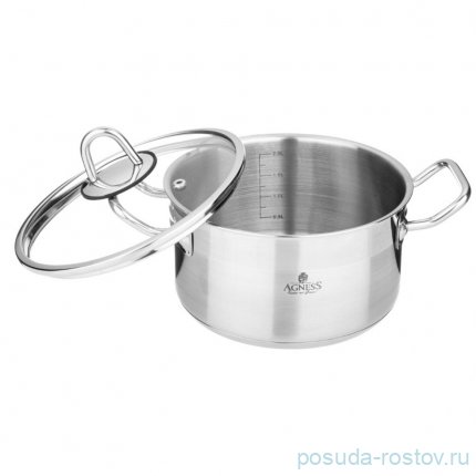 Кастрюля 16 x 10 см со стеклянной крышкой 1,8 л Agness / 339522