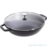 Вок 30 см со стеклянной крышкой 4,4 л чёрный &quot;Staub Specials&quot; / 258020